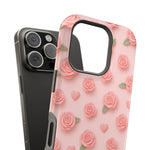 Pink Rose Pattern Impact iPhone Case — Floral Hearts Protective Cover (MagSafe compatible)  Shamo's