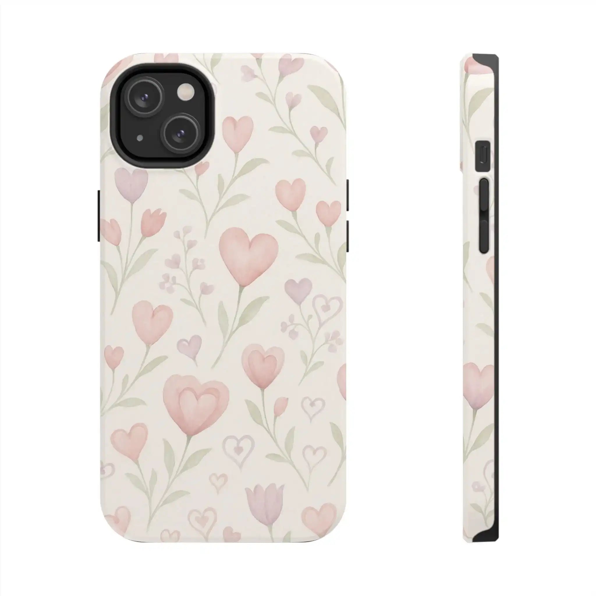 Pink Watercolor Heart Floral Pattern | Tough Impact Phone Case  Shamo's iPhone 14 Plus