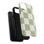 Sage Checkerboard Tough iPhone Case - Compatible with MagSafe - Shamo's