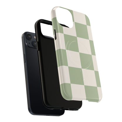Sage Checkerboard Tough iPhone Case - Compatible with MagSafe