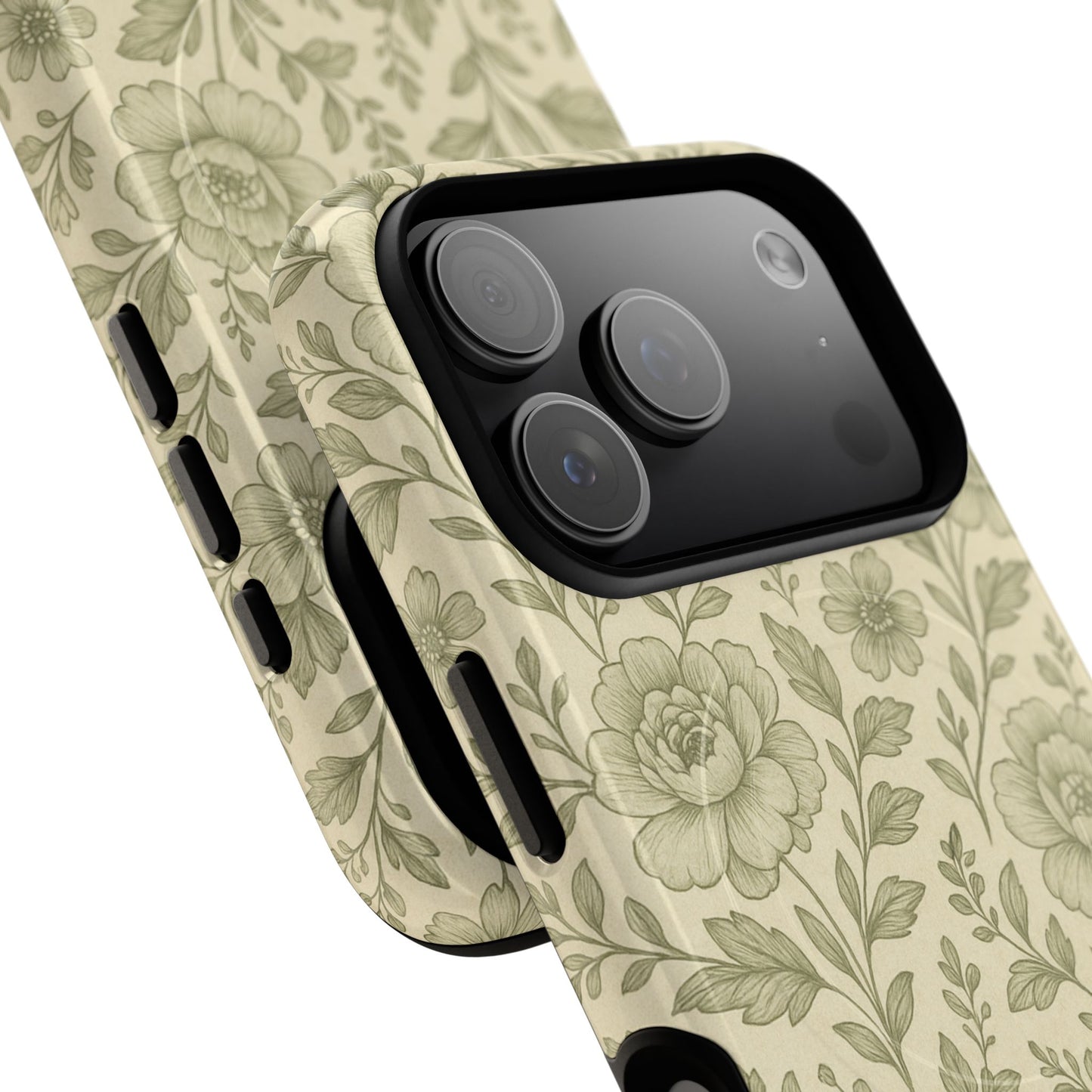Sage Pattern Vintage Floral iPhone Case | Compatible with MagSafe