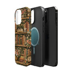 Floral Bookshelf iPhone Case — MagSafe Magnetic, Impact-Resistant