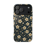 Navy Cherry Blossom Floral iPhone Case - Compatible with MagSafe - Shamo's