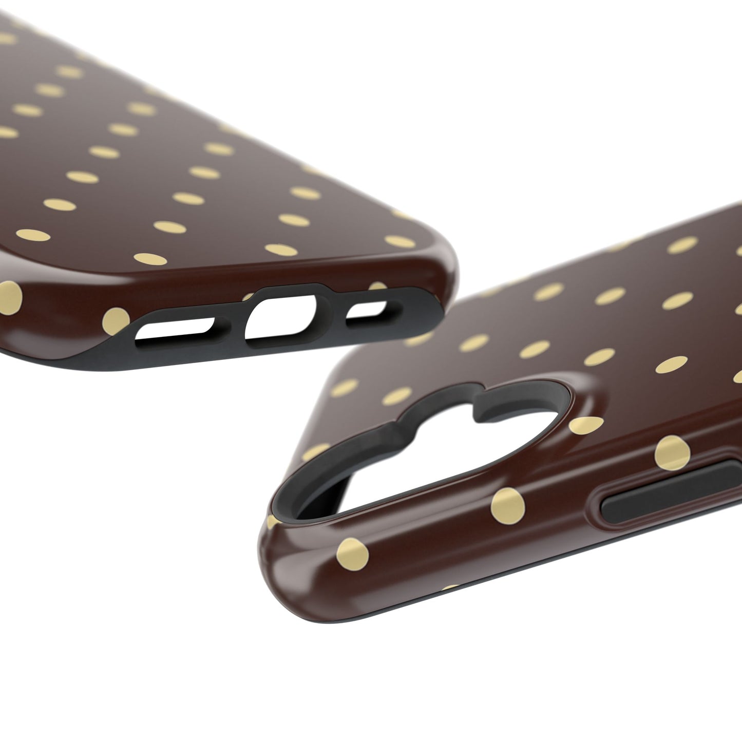 Polka Dot iPhone Case — Brown & Cream Protective Cover with MagSafe compatibility