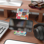 Phone Stand — Colorful 'Love' Stamp Collage Mobile Display Stand
