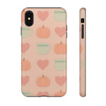 Autumn Cozy iPhone Case – Pumpkin, Heart & Coffee Cup Pattern - Shamo's