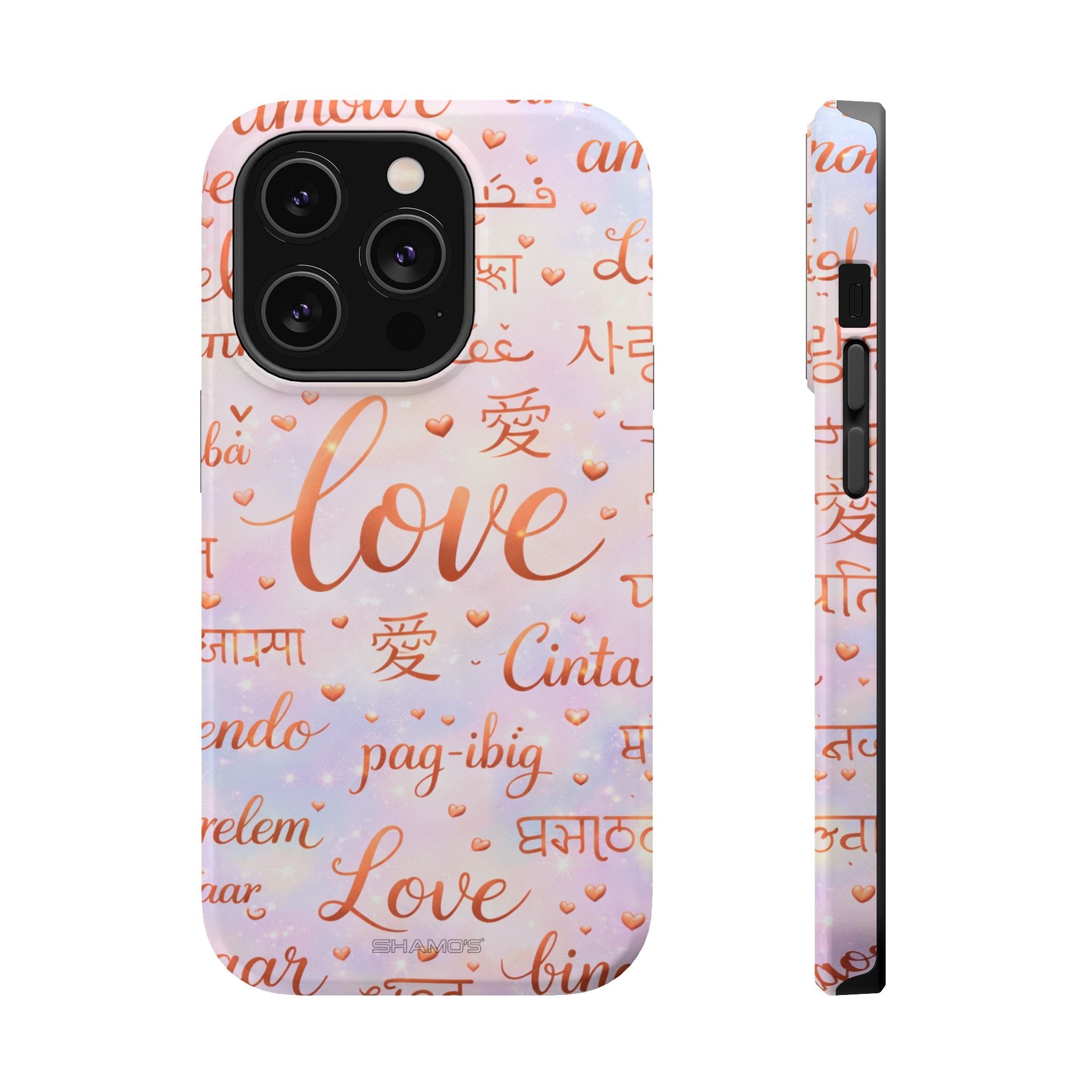Universal Love Multilingual MagSafe Compatible Phone Case — Impact‑Resistant Protective Cover - iPhone 14 Pro / Glossy - Shamo's