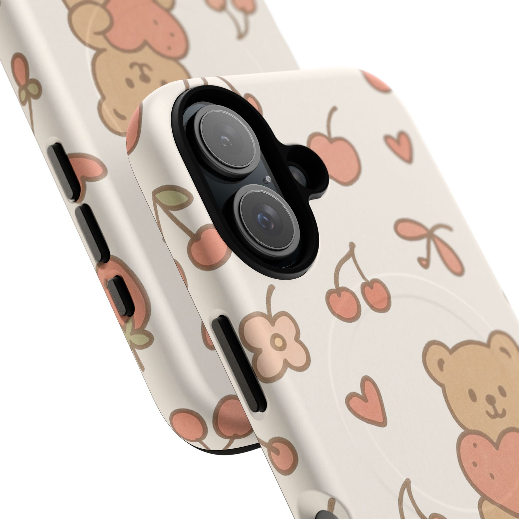 Teddy Berry Cozy Strawberry Pattern iPhone Case with MagSafe