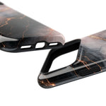 Marbled Black & Rose Gold Magnetic MagSafe Compatible Phone Case — Impact-Resistant