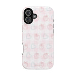 Strawberry Hearts MagSafe Compatible Phone Case | 'Paint it your way' Pink Plaid Impact-Resistant