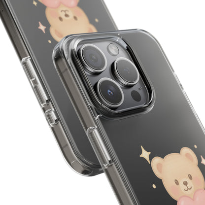 Romantic Teddy Bear Impact-Resistant iPhone Case with Heart Design