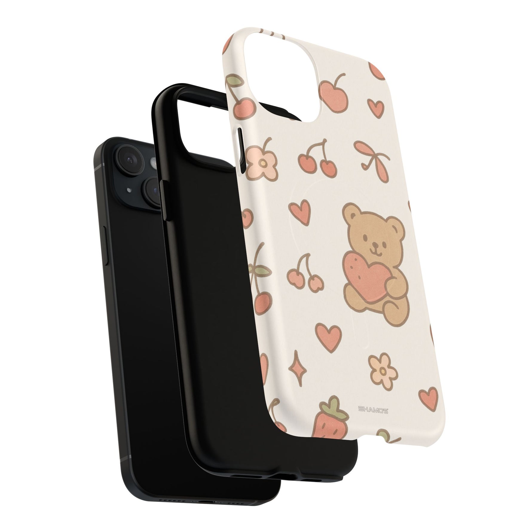 Teddy Berry Cozy Strawberry Pattern iPhone Case with MagSafe