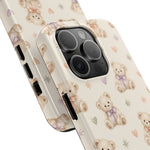 Cute Pastel Bear Impact Phone Case | Heart & Star Kawaii Pattern