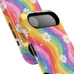 Funda de teléfono resistente a impactos con efecto cascada de colores Rainbow Daisy