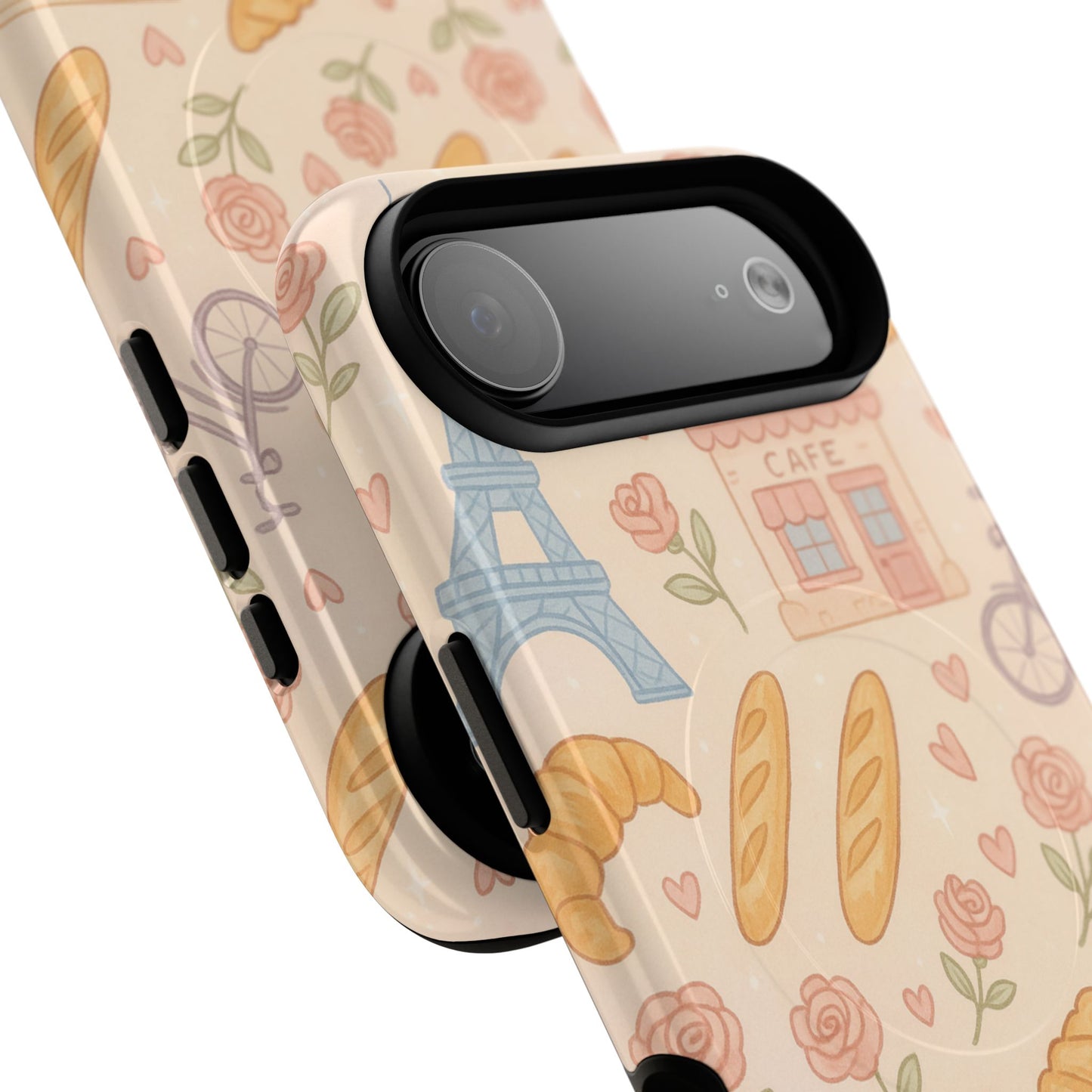 Parisian Bakery iPhone Case — Cute Eiffel Tower, Croissants & Baguette Tough MagSafe Case