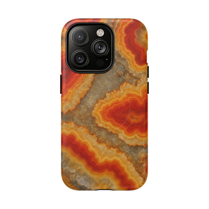 Agate Glow Marble iPhone Case Orange Geode Stone Design with MagSafe - Shamo's