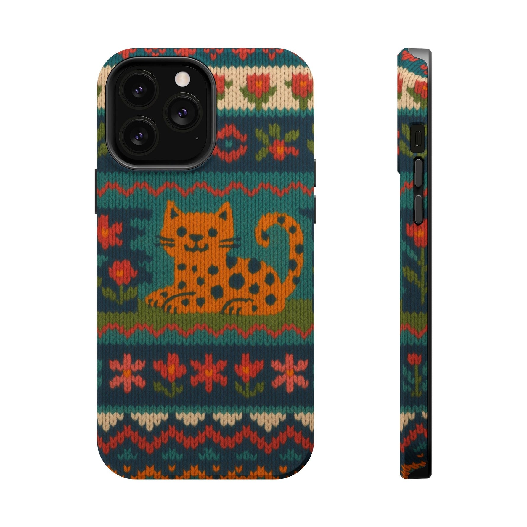 Cozy Knit Leopard Pattern Sweater Holiday Theme iPhone Case with MagSafe compatibility  Shamo's iPhone 13 Pro Max / Matte