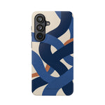 Indigo Loom MagSafe Phone Case – Blue & Ivory Abstract Woven Pattern