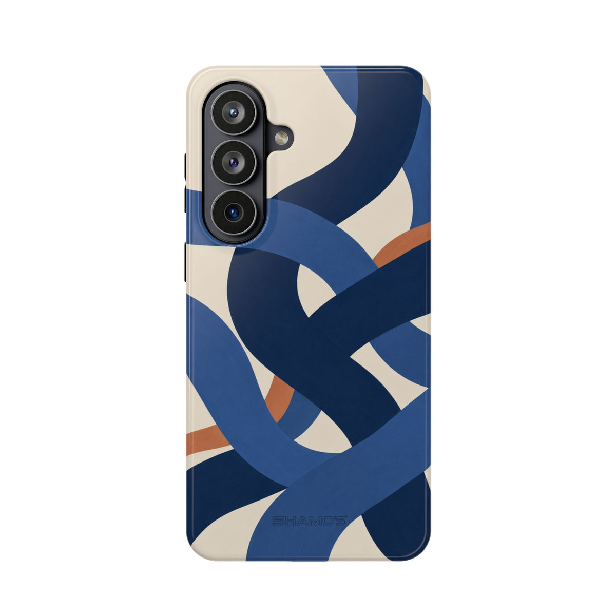 Indigo Loom MagSafe Phone Case – Blue & Ivory Abstract Woven Pattern