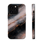 Marbled Black & Rose Gold Magnetic MagSafe Compatible Phone Case — Impact-Resistant
