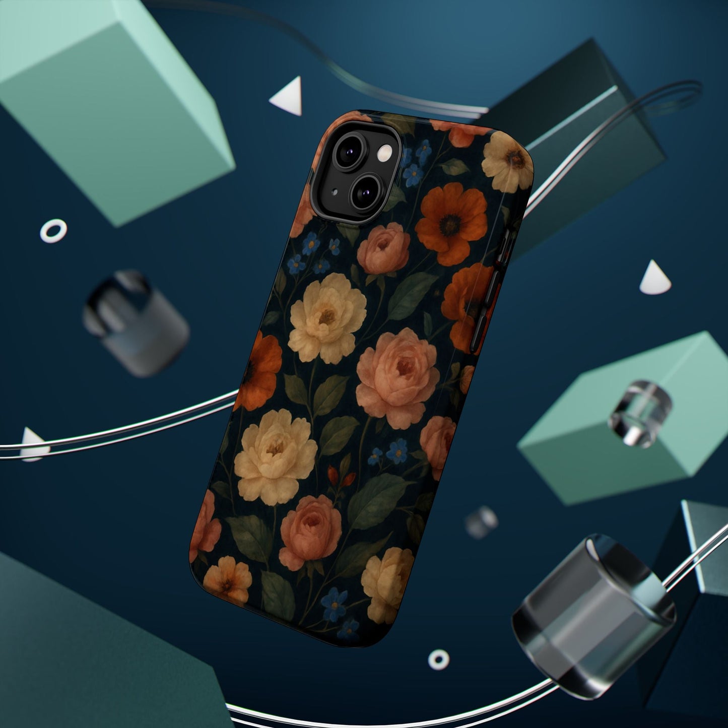 Floral Vintage Rose Magnetic Impact iPhone Case with MagSafe  Shamo's