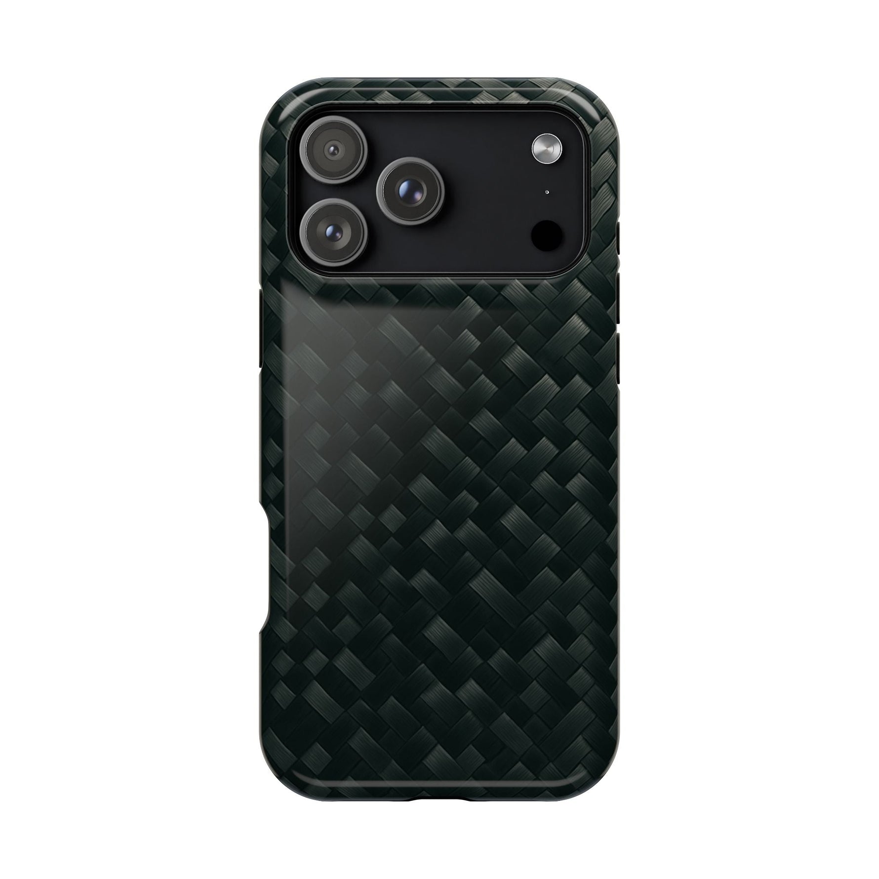 Dark Carbon Fiber Texture Magnetic Impact-Resistant iPhone Case | MagSafe compatible  Shamo's iPhone 17 Pro Max / Glossy