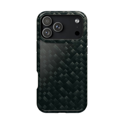 Dark Carbon Fiber Texture Magnetic Impact-Resistant iPhone Case | MagSafe compatible  Shamo's iPhone 17 Pro Max / Glossy