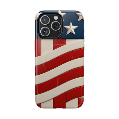 Patriotic iPhone Cases - MagSafe Tough American Flag Design