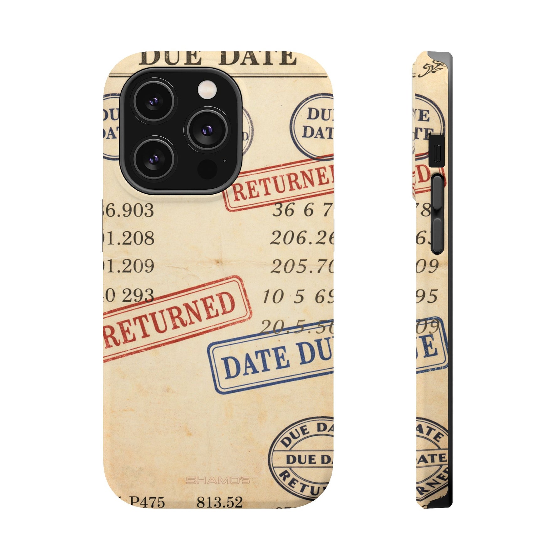 Vintage Library Card Design Phone Case with MagSafe Compatibility