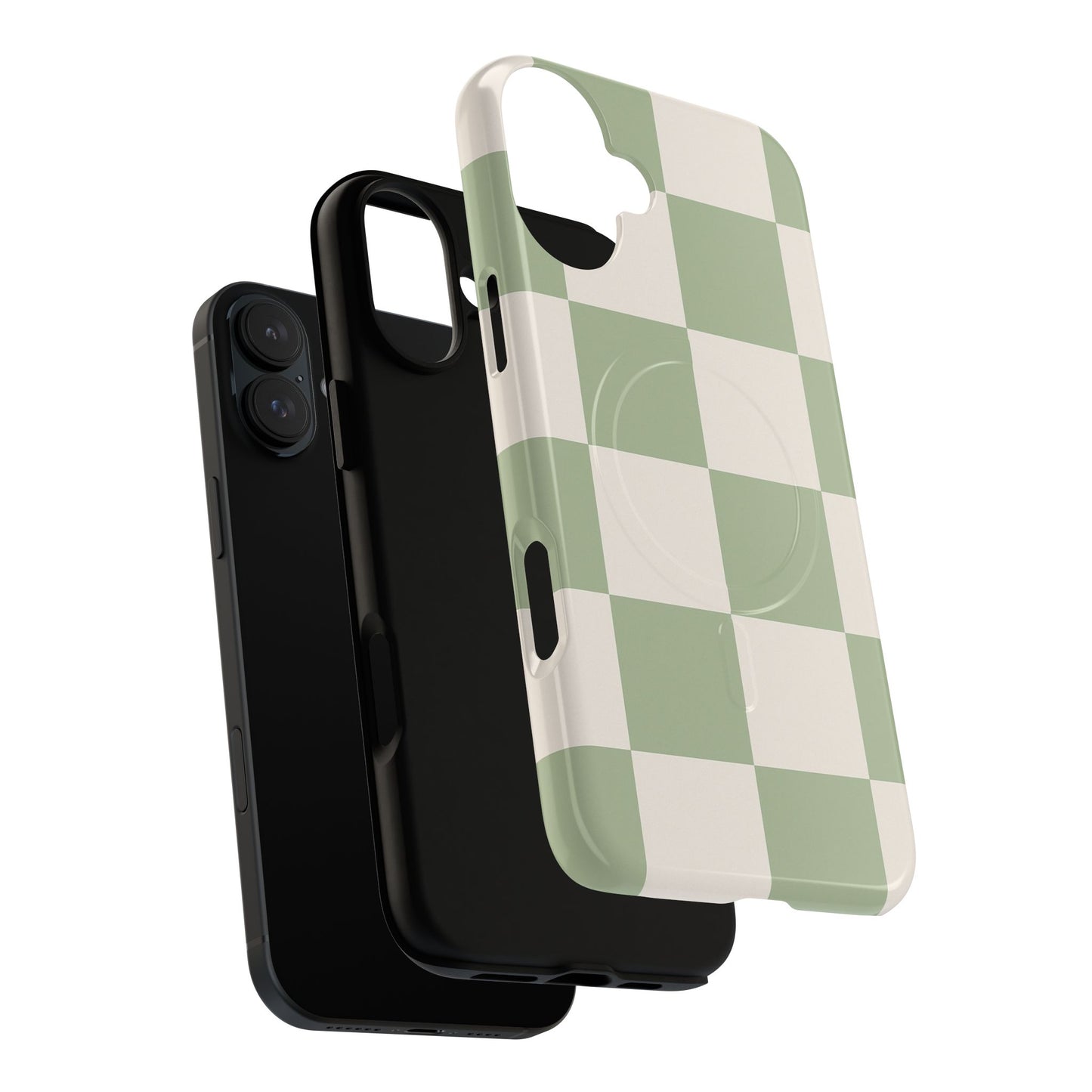 Sage Checkerboard Tough iPhone Case - Compatible with MagSafe