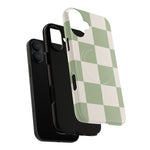 Sage Checkerboard Tough iPhone Case - Compatible with MagSafe - Shamo's