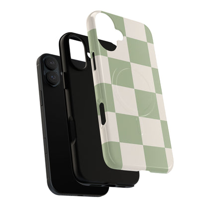 Sage Checkerboard Tough iPhone Case - Compatible with MagSafe