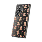 Romantic Teddy Bear Impact-Resistant Phone Case with Heart Design