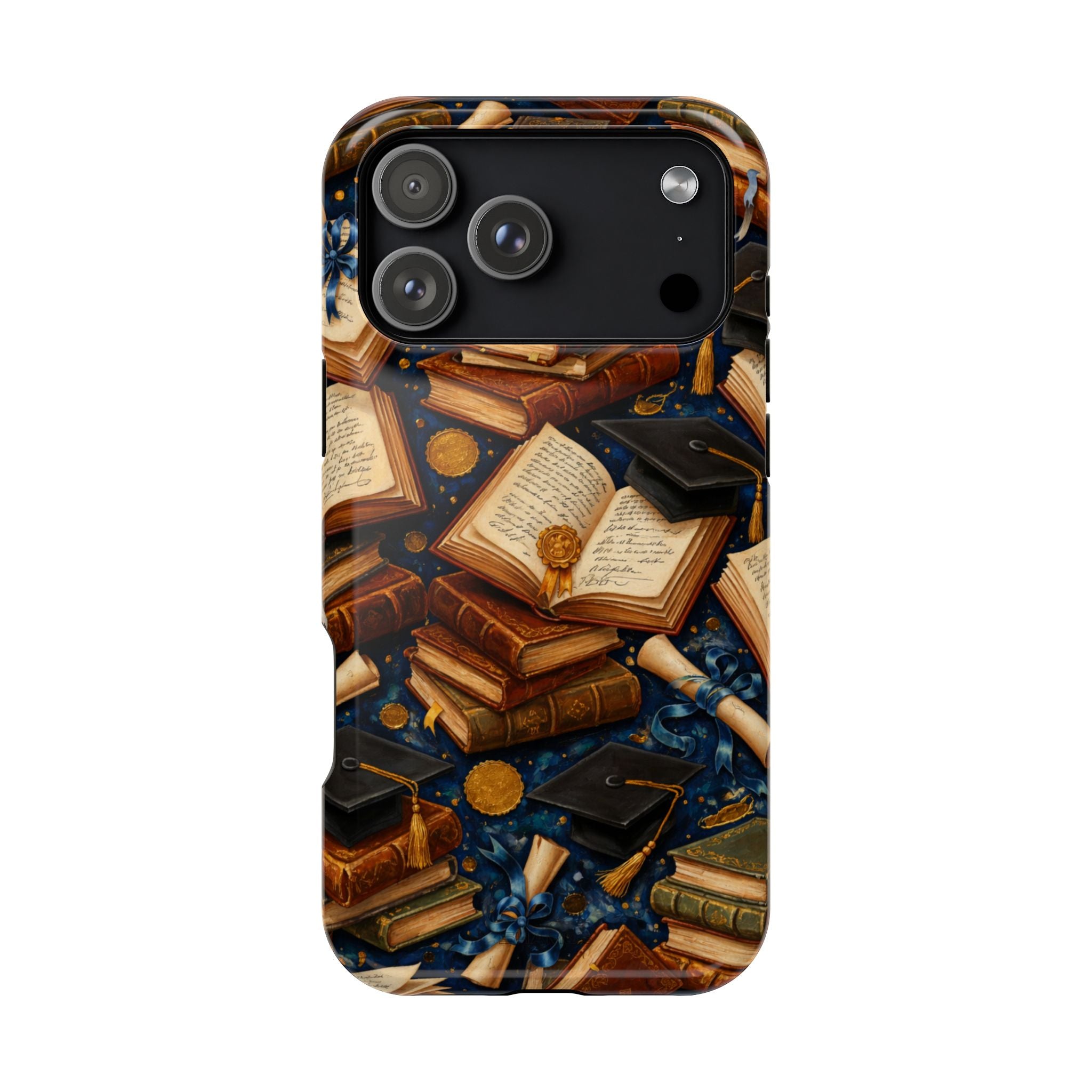 Vintage Books & Graduation Caps MagSafe Phone Case, Impact-Resistant Graduation Gift - iPhone 17 Pro Max / Glossy - Shamo's