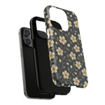 Navy Cherry Blossom Floral iPhone Case - Compatible with MagSafe - Shamo's