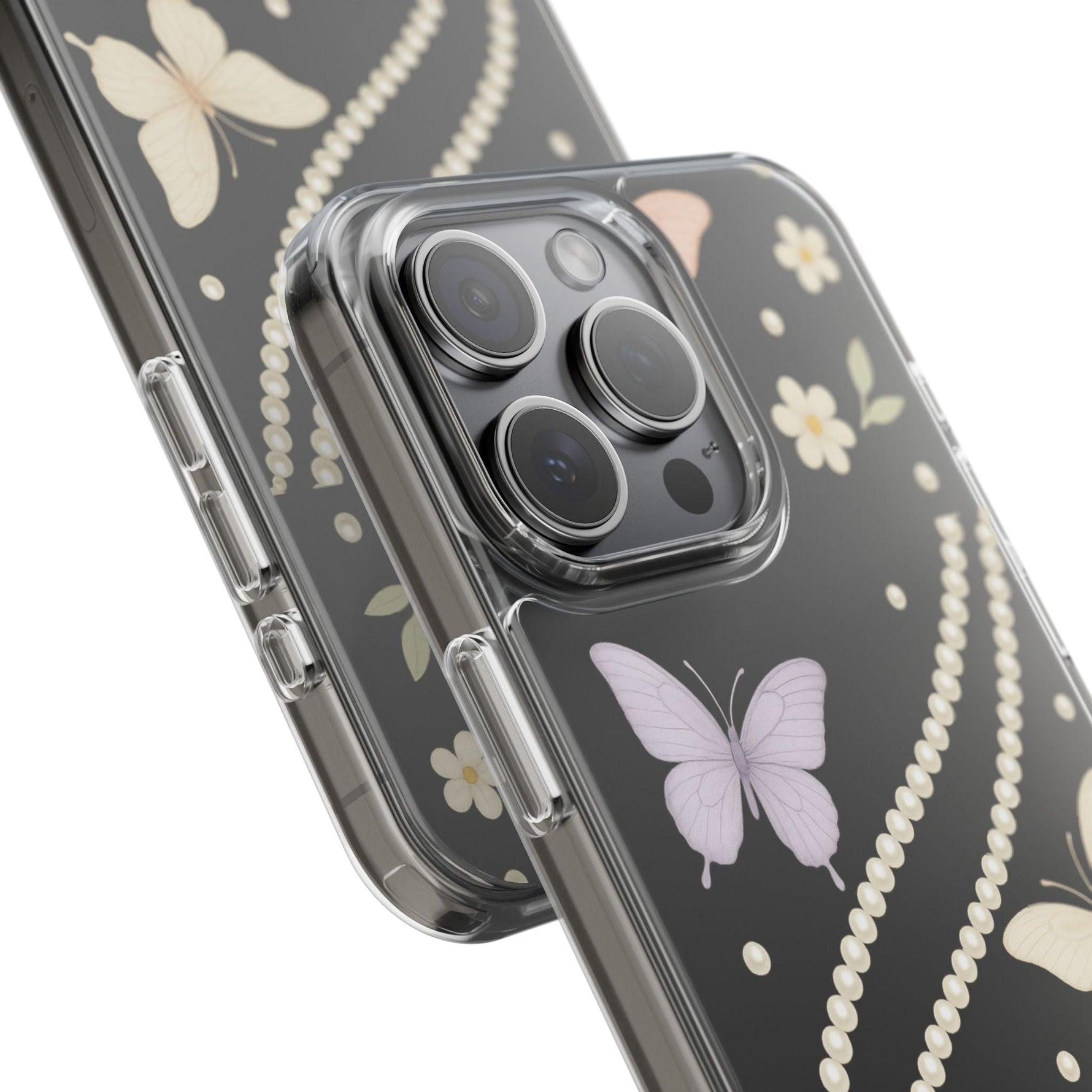 Butterfly Pearl Impact-Resistant Clear iPhone Case  Shamo's