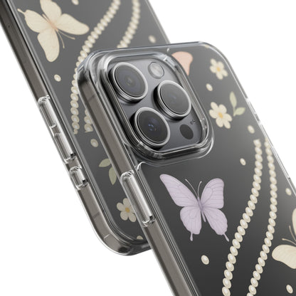 Butterfly Pearl Impact-Resistant Clear iPhone Case