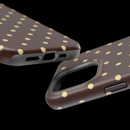 Polka Dot iPhone Case — Brown & Cream Protective Cover with MagSafe compatibility
