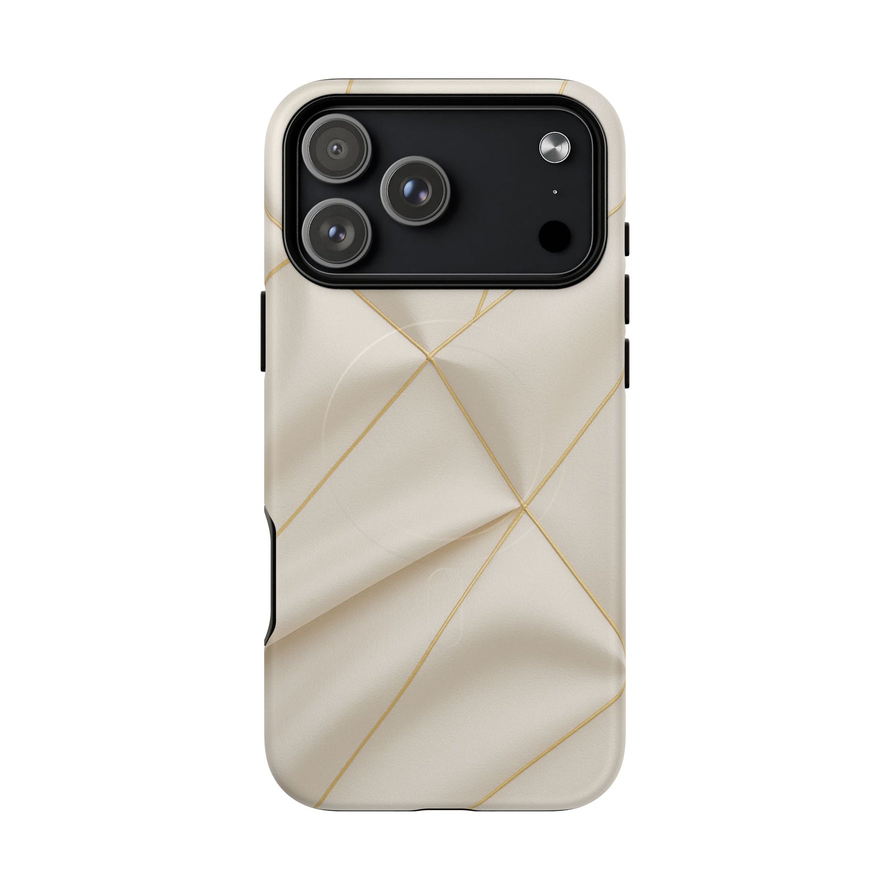 Beige Gold Geometric Luxury Series iPhone Case with MagSafe - Shamo's