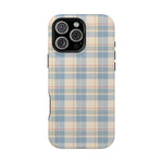 Ranch Check – Blue and Cream Plaid MagSafe Phone Case, glossy iPhone 16 Pro Max, rear view