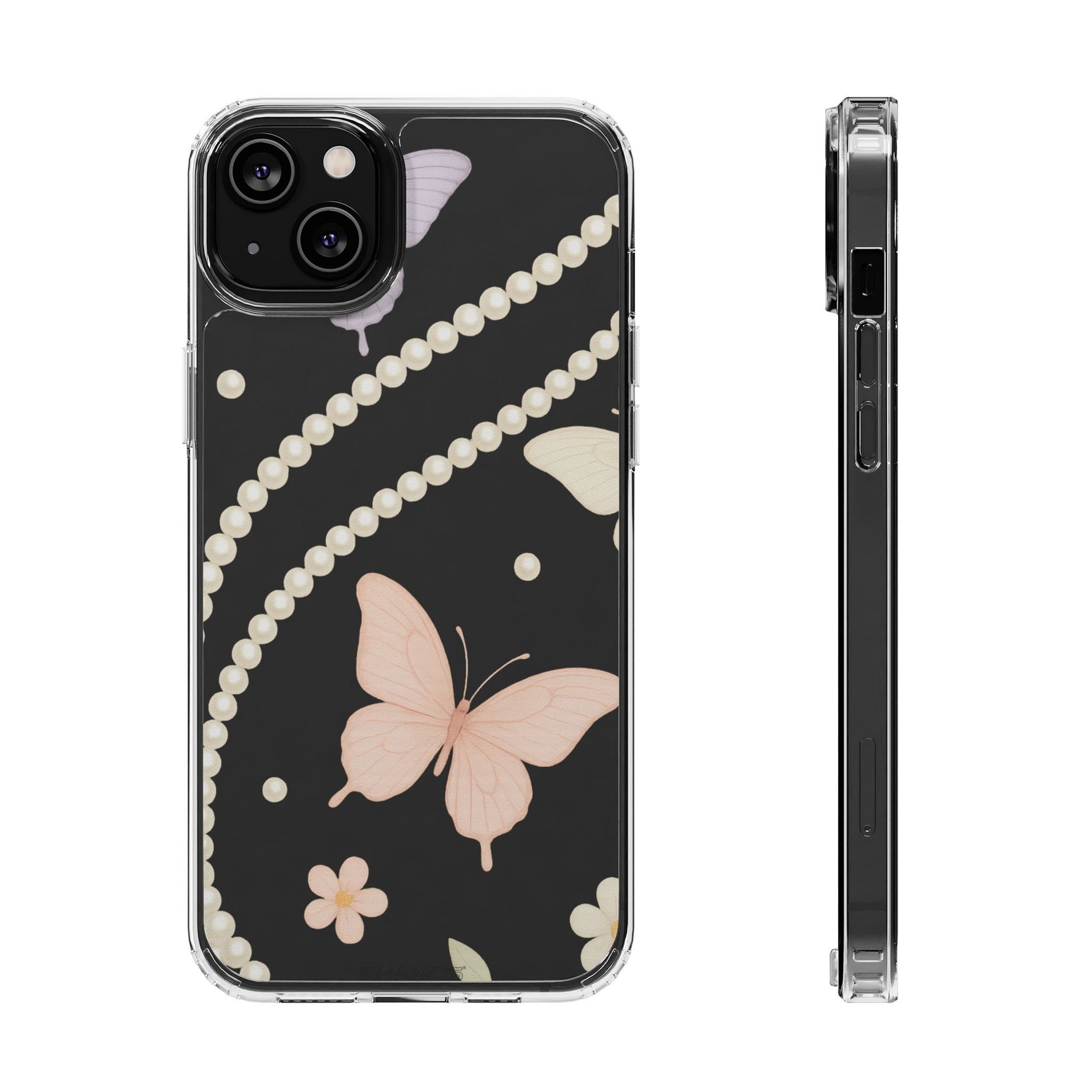 Butterfly Pearl Impact-Resistant Clear iPhone Case - iPhone 14 Plus / Without gift packaging - Shamo's