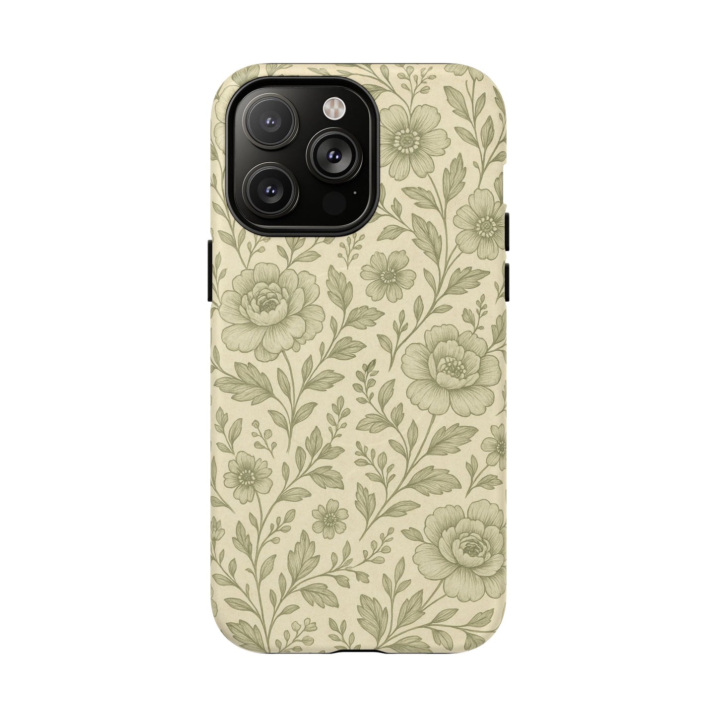 Sage Pattern Vintage Floral iPhone Case | Compatible with MagSafe