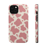 Rose Cowprint – Pink Cow Print MagSafe Phone Case, glossy iPhone 14, rear and side profile