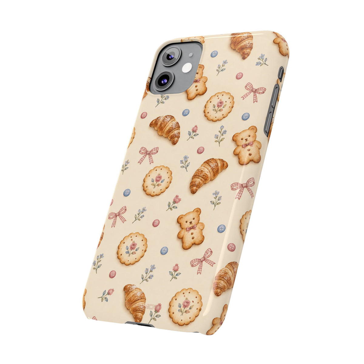 Slanke iPhone-hoes — knus bak- en teddybeerpatroon (recept, hert, knopen)