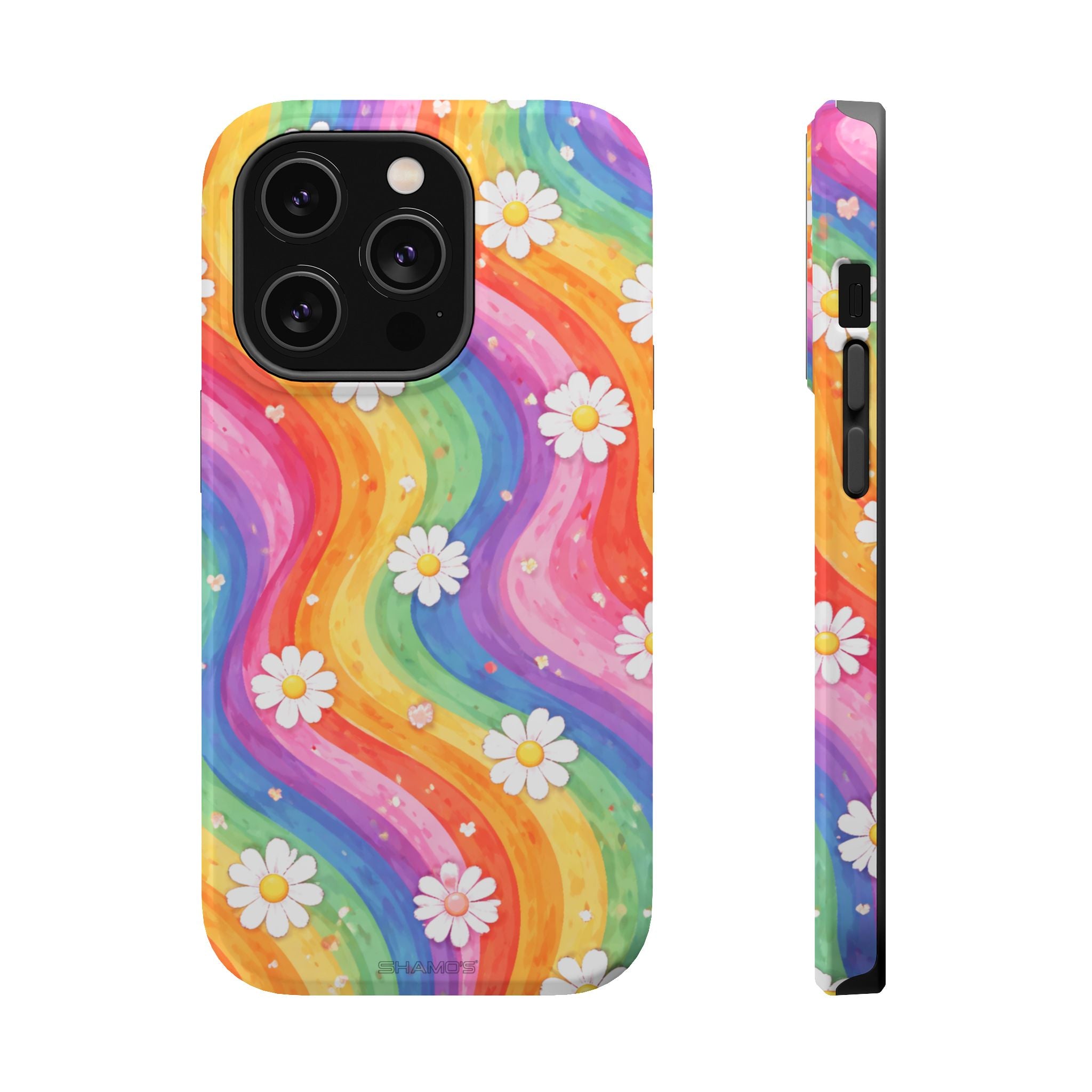 Rainbow Daisy Magnetic Impact-Resistant Phone Case with MagSafe Compatibility - iPhone 14 Pro / Glossy - Shamo's