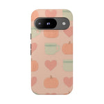 Autumn Cozy iPhone Case – Pumpkin, Heart & Coffee Cup Pattern  Shamo's Google Pixel 9 / Glossy