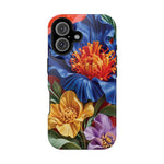 Electric Paradise MagSafe Phone Case – Cobalt Floral & Coral Waves | Glossy