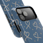 Lasso Hearts – Blue Western Heart MagSafe Phone Case, glossy wide-camera Pro Max model, camera and side-button close-up