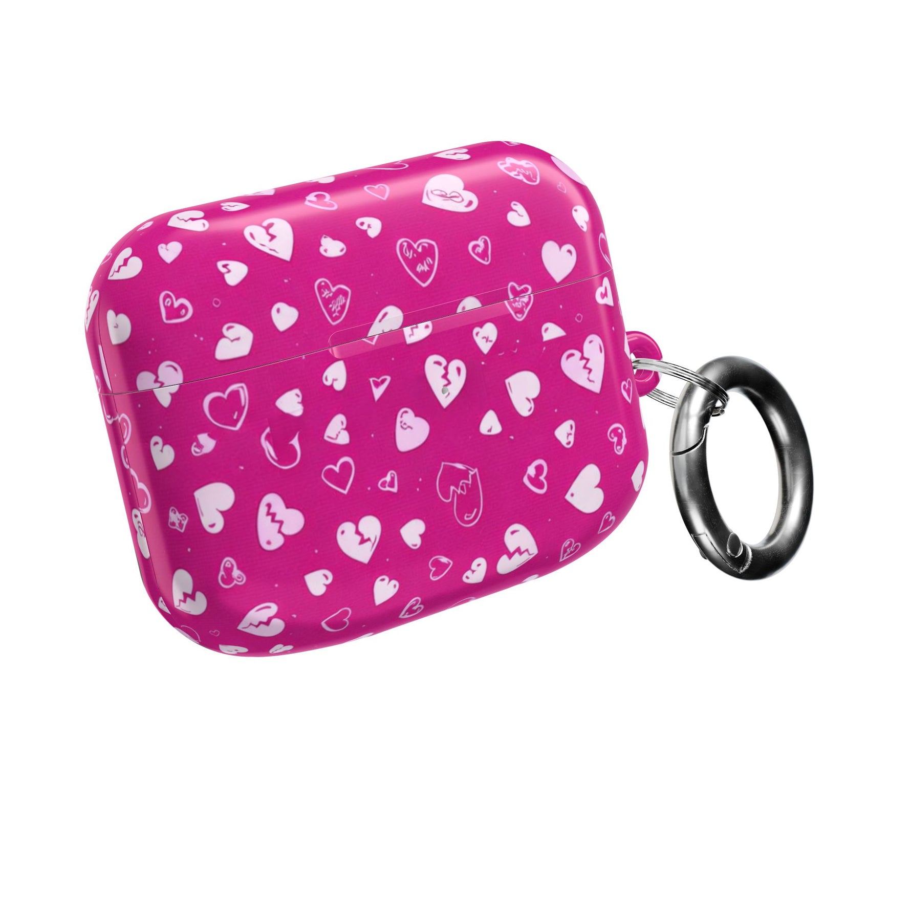Pink Broken Heart Pattern AirPod Case — Cute Valentine Protective Charging Case
