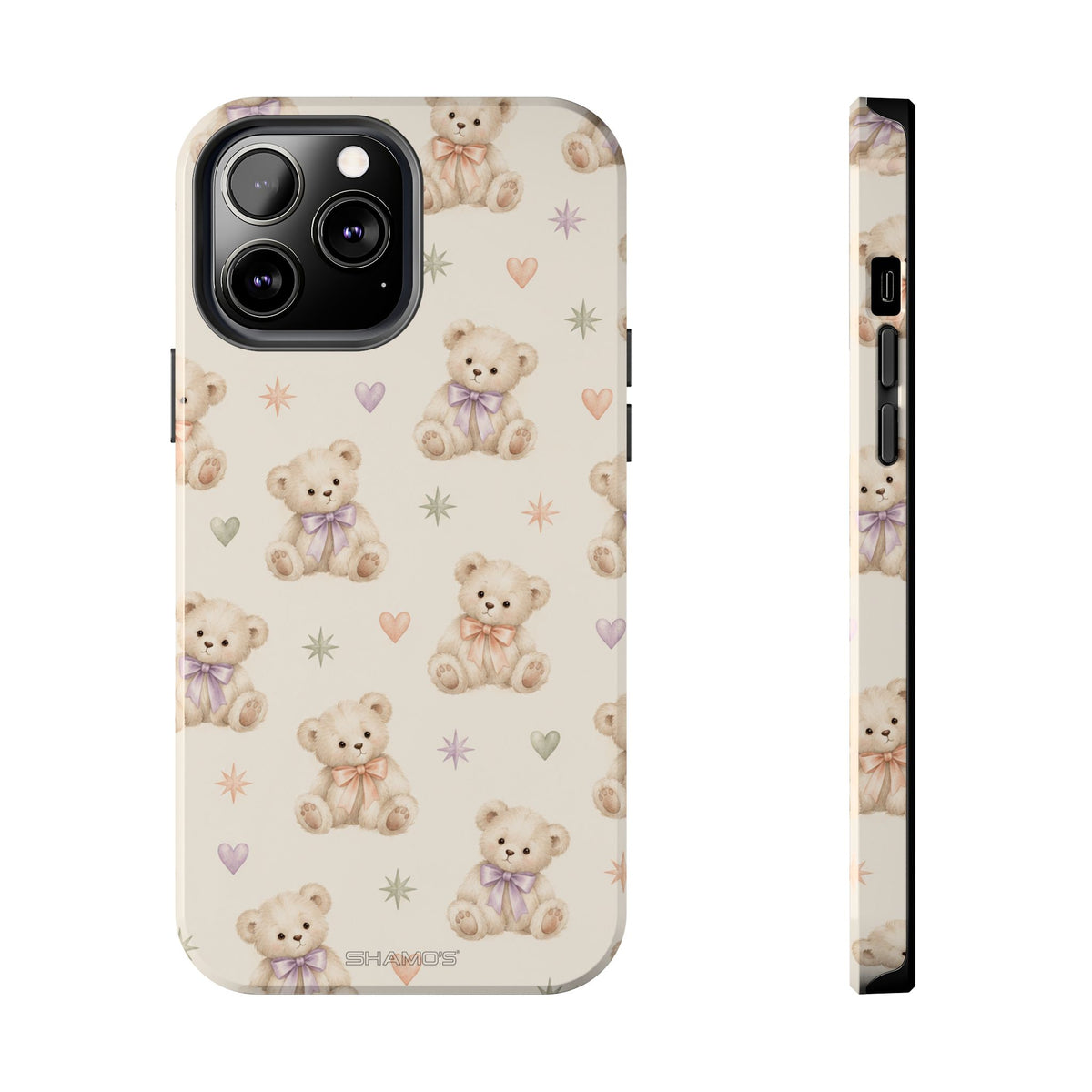 Cute Pastel Bear Impact Phone Case | Heart & Star Kawaii Pattern